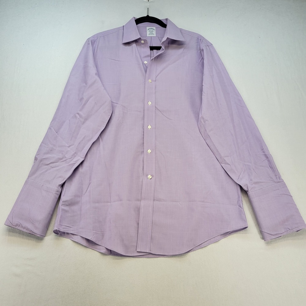 Brooks Brothers Dress Shirt Mens 16-33 Purple Regent Non-Iron French Cuff Cotton